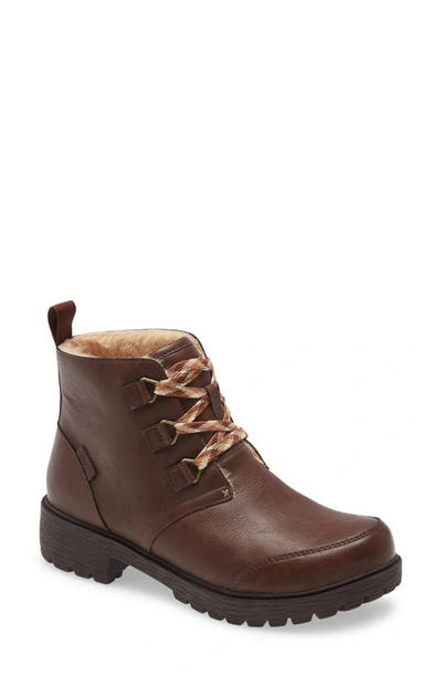 Alegria Cheri Water Resistant Hiker Boot In Smooth Brown Leather