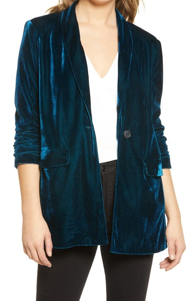 Endless Rose Velvet Blazer In Cerulean