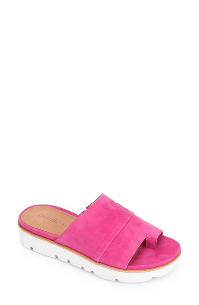 Gentle Souls By Kenneth Cole Gentle Souls Signature Cole Lavern Slide Sandal In Fuchsia Suede