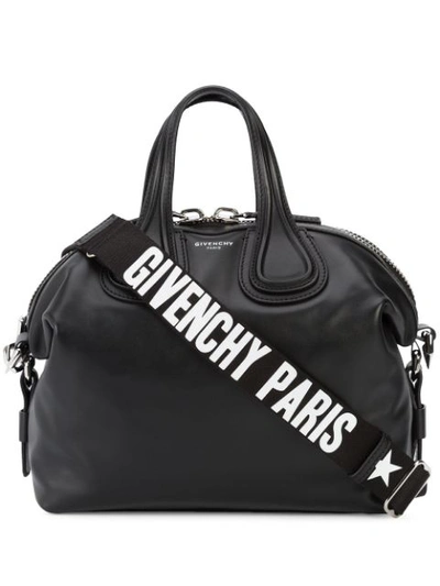 Givenchy Small Nightingale Leather Satchel With Logo Strap - Black