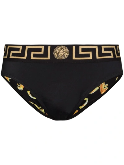 Versace Reversible Greca Border Briefs In Black