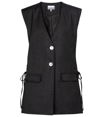 Ganni Grey Wool Suiting Vest In 252 Phantom