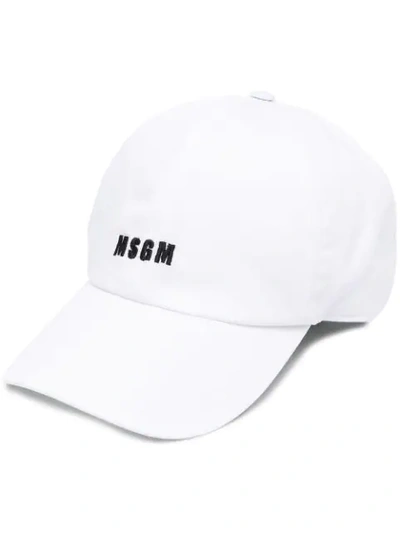 Msgm Embroidered Logo Baseball Cap In Weiss