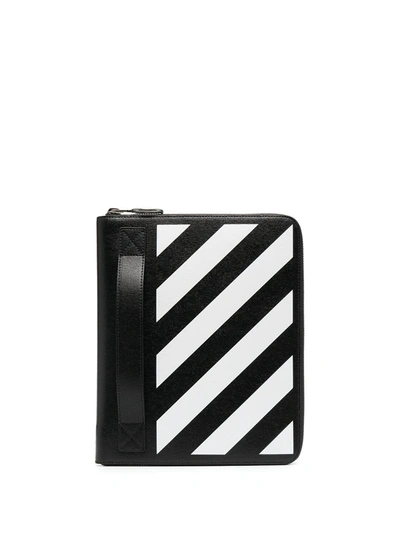 Off-white Diag Stripe Clutch Bag In Black