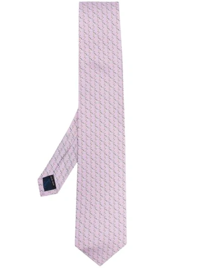 Ferragamo Cartoon Zebra Pattern Tie In Pink