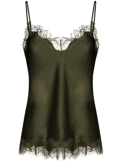 Sainted Sisters Scarlett Lace Trim Silk Camisole In Green