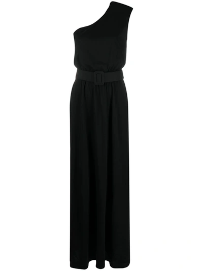 Federica Tosi Belted One-shoulder Long Dress In Black