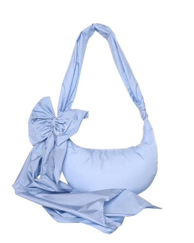 Red Valentino Bow Detail Nylon Hobo Bag In Light Blue