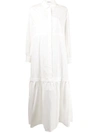 Co Tiered Button-down Poplin Maxi Dress In White