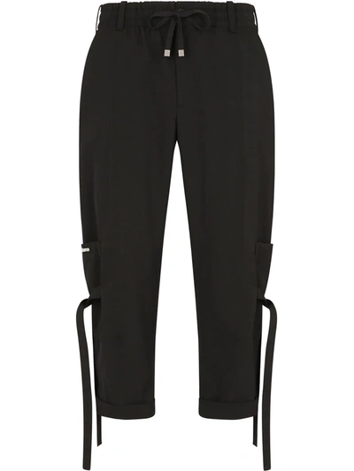 Dolce & Gabbana Lace-up Cropped Jogging Trousers In Black