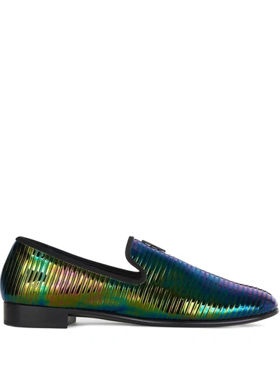 Giuseppe Zanotti Coleoptera Leather Loafers In Green