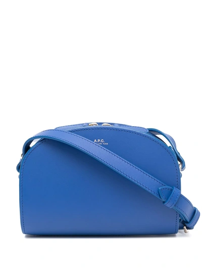 Apc Demi-lune Leather Crossbody Bag In Blue