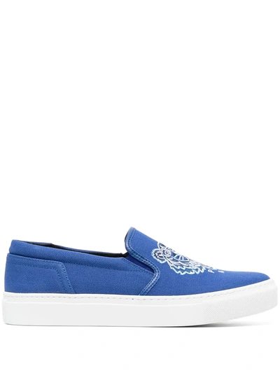 Kenzo K-skate Tiger Canvas Slip-on Sneakers In Blue