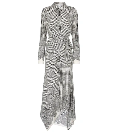 Veronica Beard Ondine Asymmetric Printed Silk-blend Crepe De Chine Shirt Dress In Ivory Black