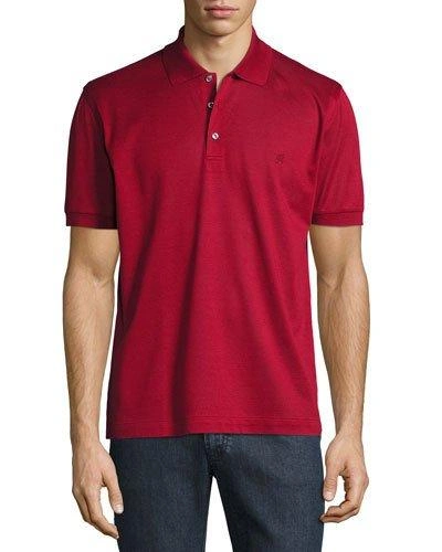 Brioni Cotton Pique Polo Shirt, Red
