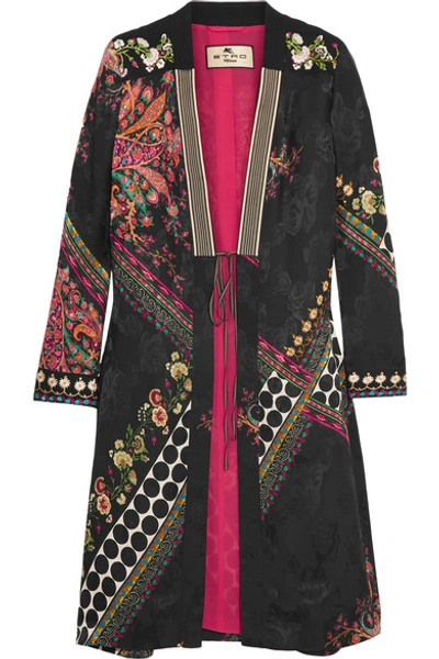Etro Woman Printed Jacquard Jacket Black In Multicoloured