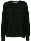 Alexander Wang T Distressed Stretch-knit Sweater In Black