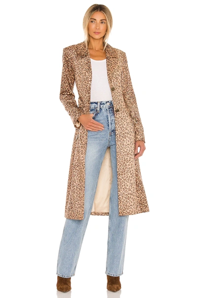 House Of Harlow 1960 X Revolve Perry Belted Coat In Brown Leopard Multi