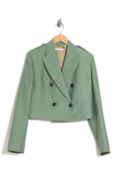 Helmut Lang Double-breasted Wool And Silk-blend Blazer In Jade