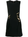 Versace Logo Pin Embellished Dress In Black