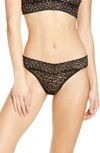 Hanky Panky Cross Dye Leopard Original Rise Thong In Black/ Praline