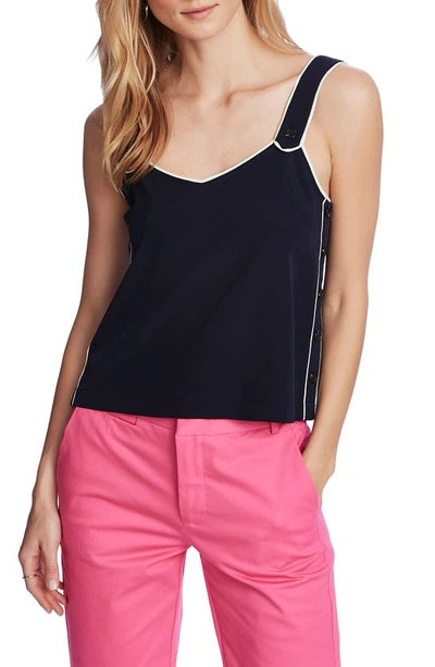 Court & Rowe Women's Contrast-piped V-neck Tank Top In Blue
