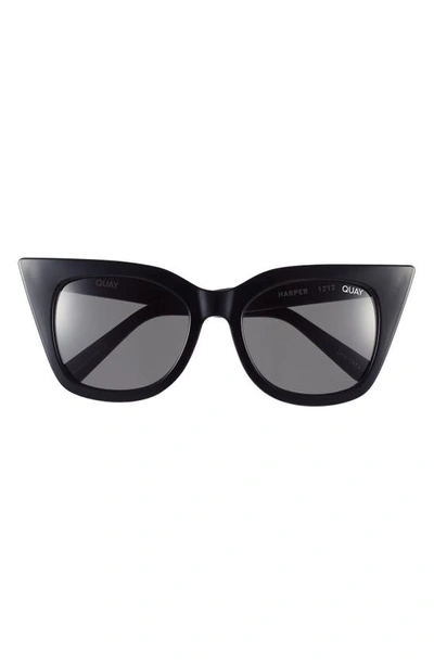 Quay Harper 53mm Cat Eye Sunglasses In Matte White/ Smoke