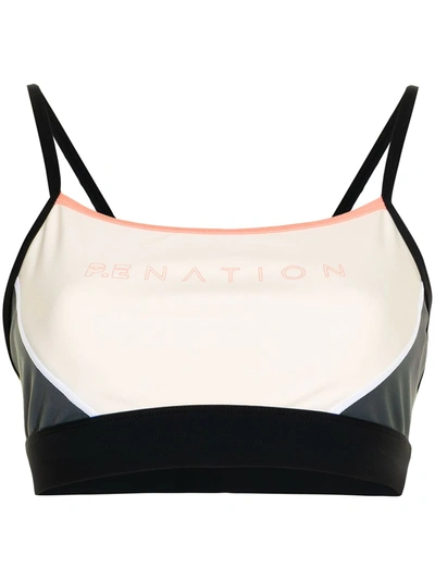 P.e Nation Forward Pass Printed Recycled Stretch Sports Bra In Multi-colour