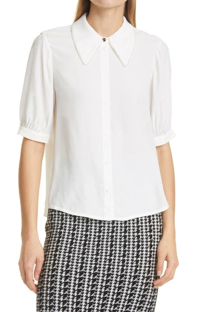 Ted Baker Imitation Pearl Detail Blouse In White