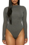 Naked Wardrobe The Nw Thong Bodysuit In Charcoal