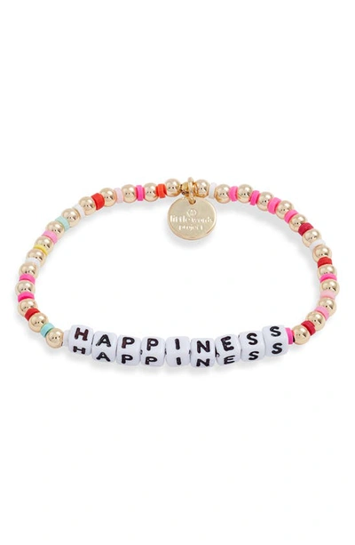 Little Words Project Happiness Beaded Stretch Bracelet In Pink Multi