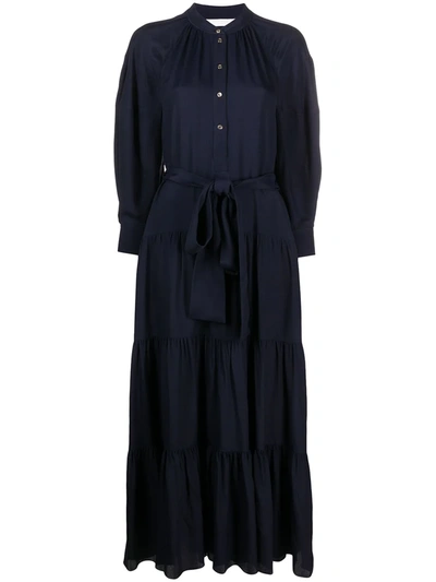 Chloé Acetate-slik Blend  Long Shirt Dress In Dark Blue