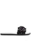 Kate Spade Bikini Bow Polka Dot Neoprene Slides In Black/cream