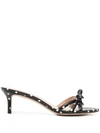 Kate Spade Swing Polka-dot Napa Kitten-heel Sandals In Black/french Cream