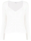 A.l.c Ruched Detail Long-sleeve Top In White