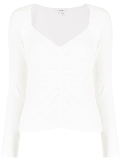 A.l.c Ruched Detail Long-sleeve Top In White
