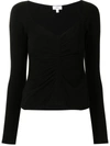 A.l.c Halley Ruched Long-sleeve T-shirt In Black