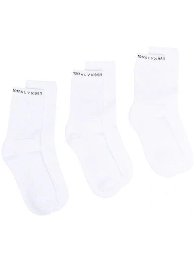 Alyx Logo-print Ribbed Socks In White