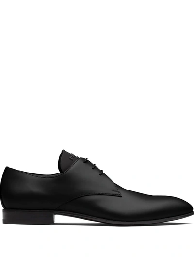 Prada Almond-toe Lace-up Derby Shoes In Black
