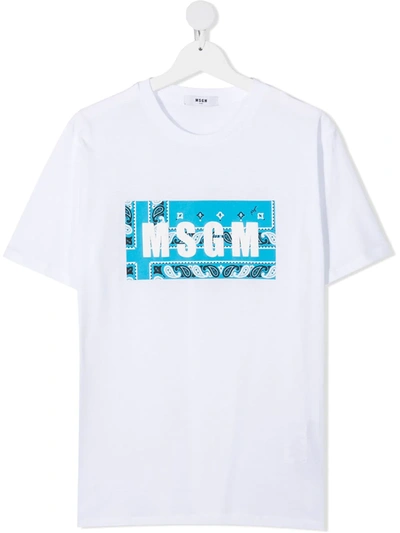 Msgm Teen Logo Print T-shirt In White