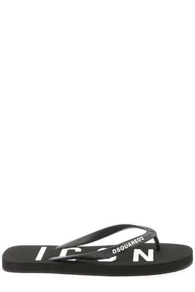 Dsquared2 Logo-strap Flip Flops In Black