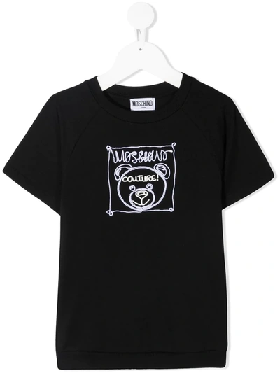 Moschino Kids' Graphic-print T-shirt In Black