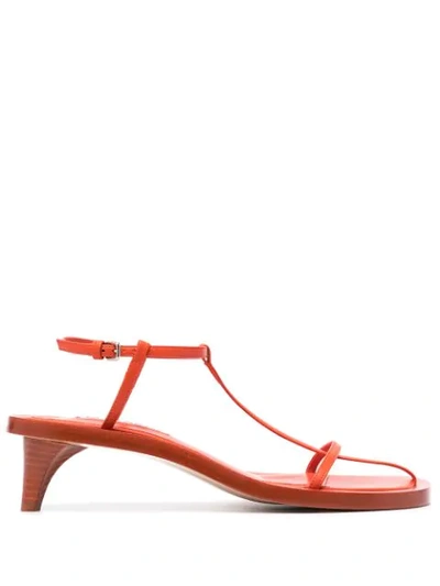 Jil Sander Leather Cage Sandals In Red