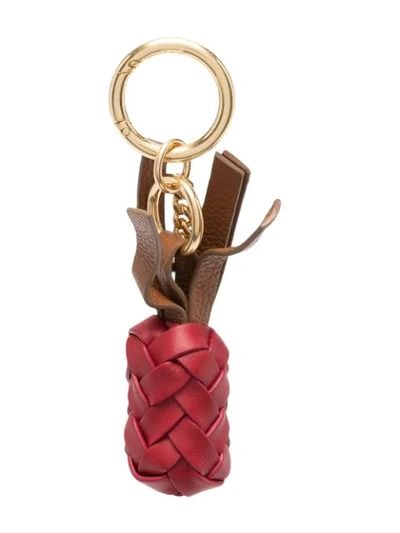 See By Chloé Woven Pineapple Keyring In Brick Red