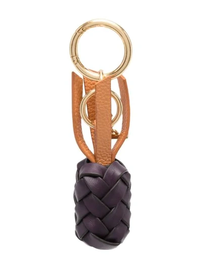 See By Chloé Woven Pineapple Keyring In Dark Purple