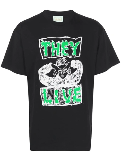 Aries They Live Logo Graphic Cotton Tee In Black