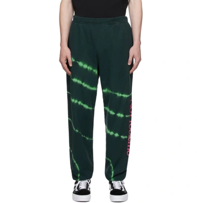 Aries Tie-dye Sweatpants No Problemo Neon Print In Green