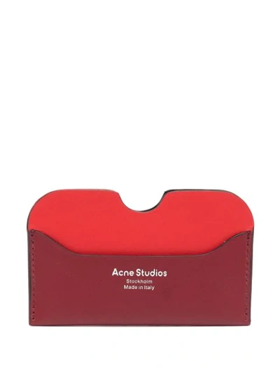 Acne Studios Elmas Tri-colour Foiled-logo Leather Cardholder In Burgundy Multi