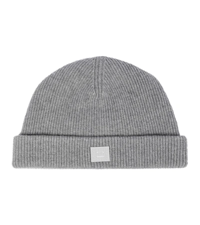 Acne Studios Face-patch Knitted Beanie In Grey