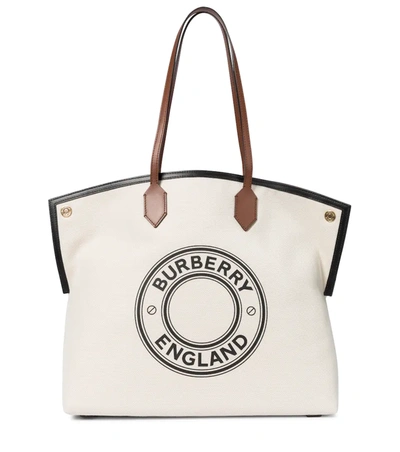 Burberry Logo Graphic Cotton Canvas Society Tote In N,a